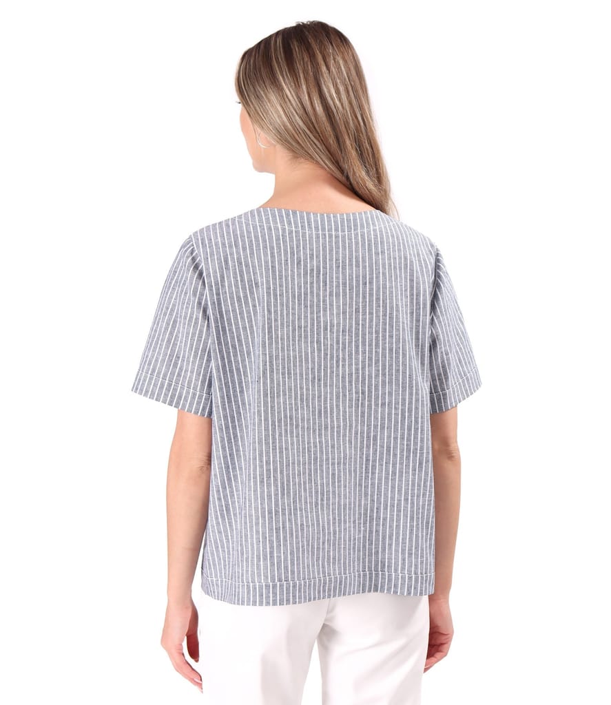 Bluza lejera din in cu bumbac imprimata cu dungi