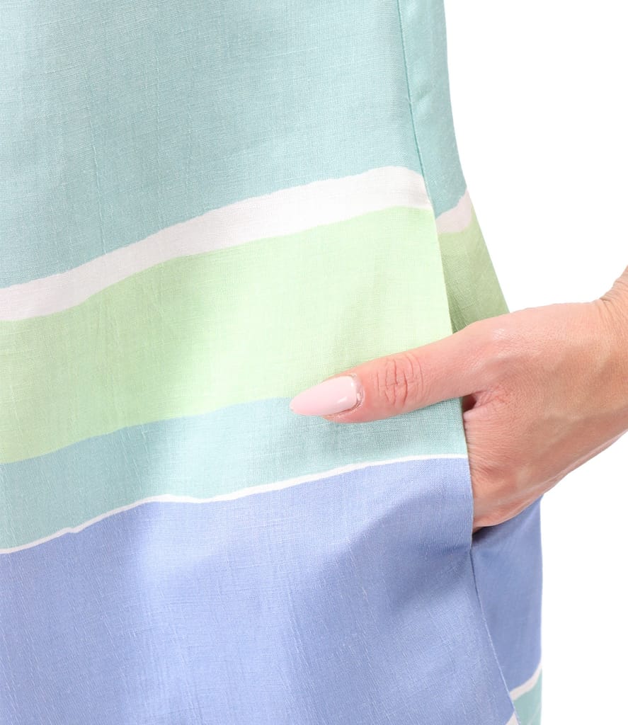 Rochie midi cu in imprimat cu dungi