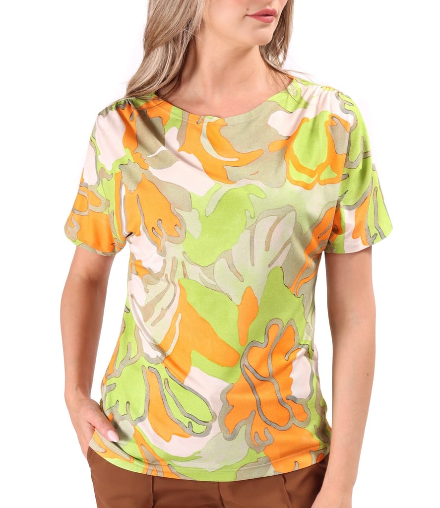 Bluza din jerse elastic incretit la umeri