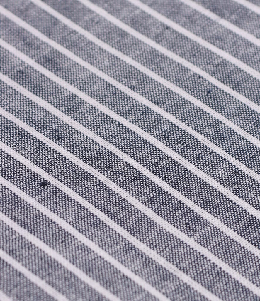 Rochie tip camasa din in cu bumbac imprimat cu dungi