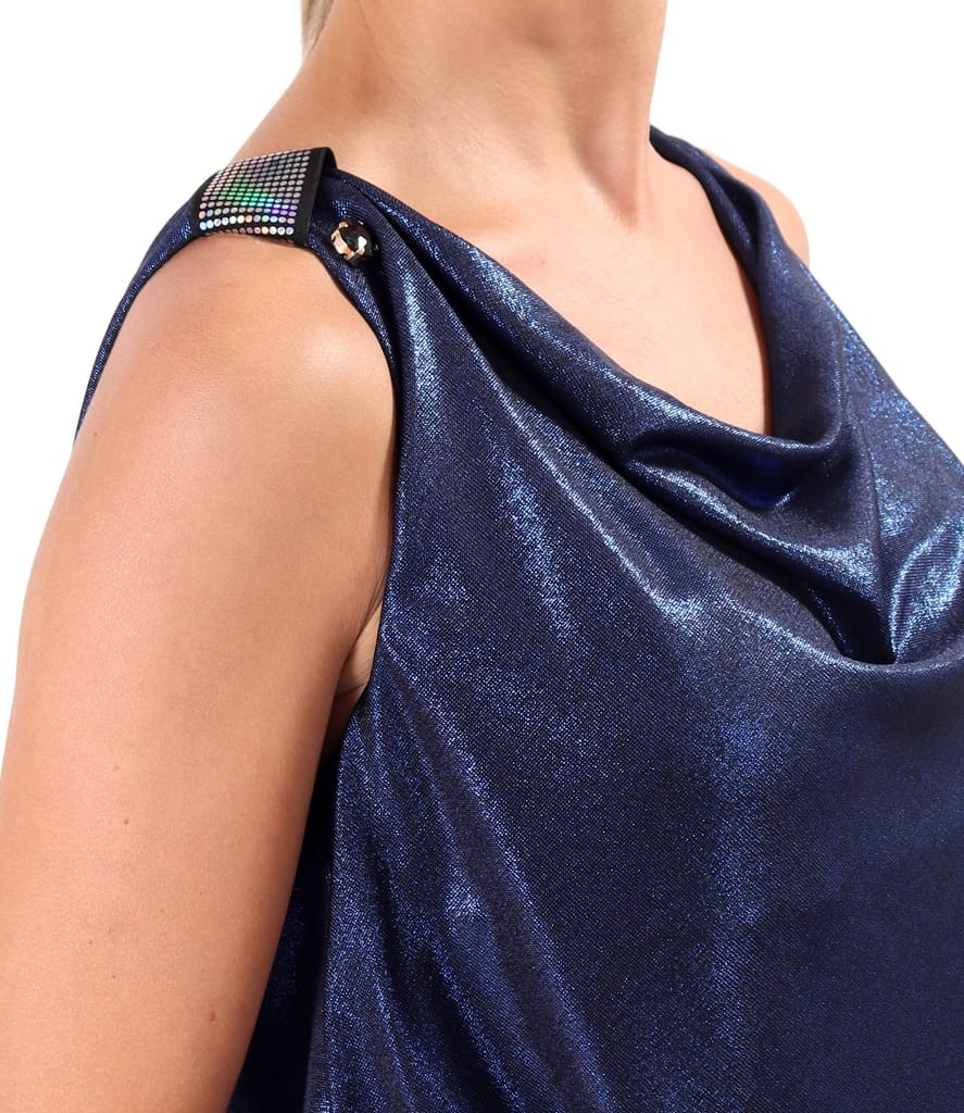 Rochie lunga de ocazie din jerse elastic cu efect lucios