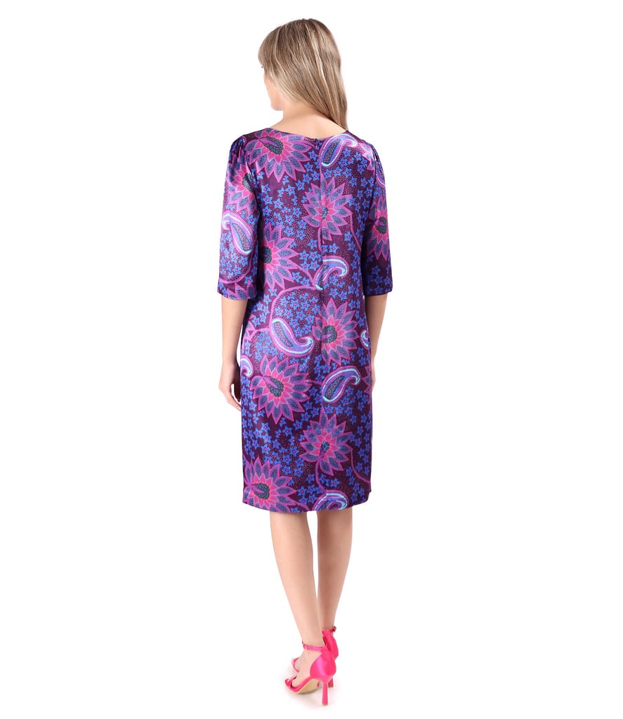 Rochie lejera din satin de viscoza imprimata cu motive paisley