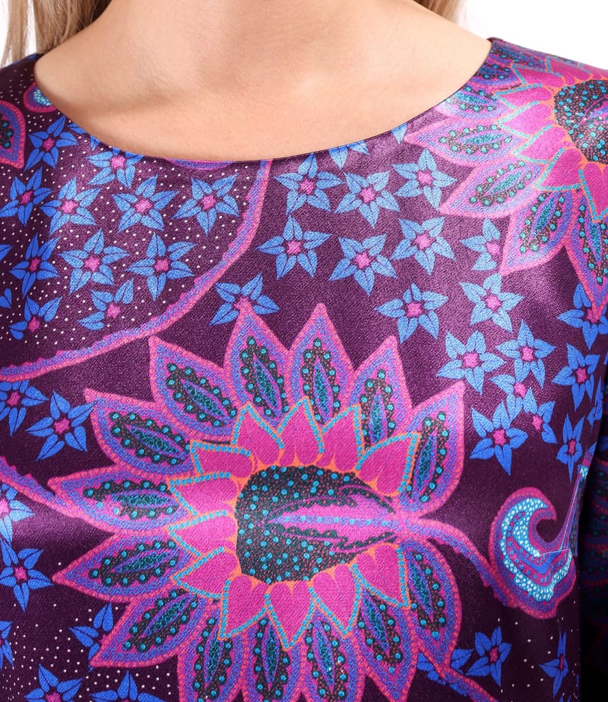 Rochie lejera din satin de viscoza imprimata cu motive paisley