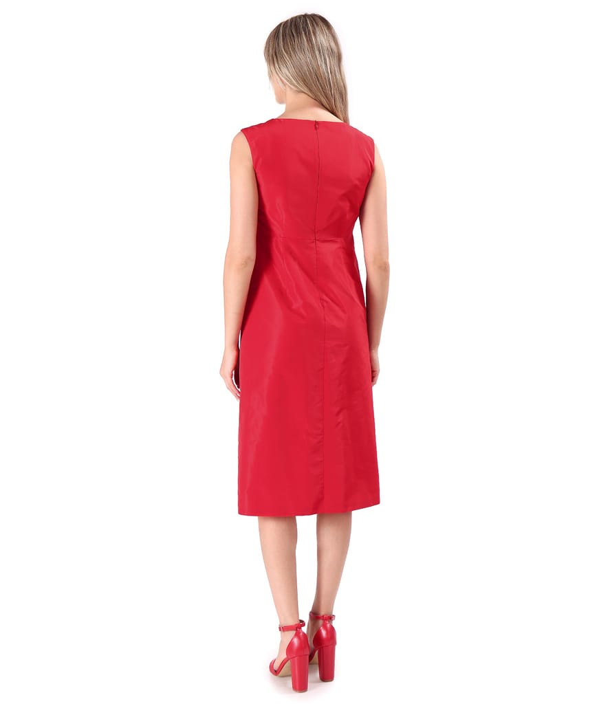 Rochie eleganta din tafta cu brosa detasabila in talie