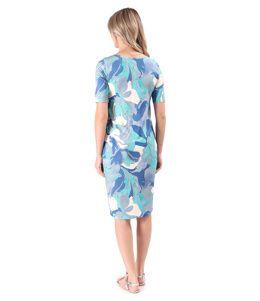 Rochie din jerse elastic imprimat cu motive florale