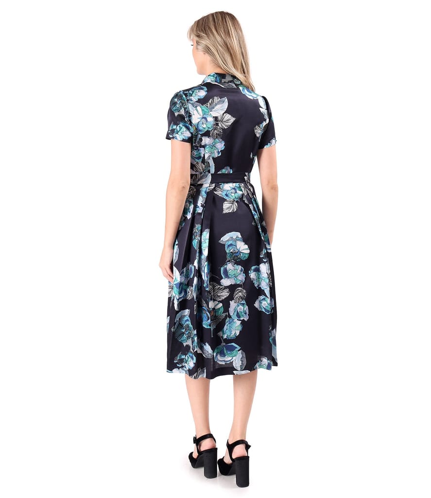 Rochie eleganta tip camasa din bumbac cu matase naturala