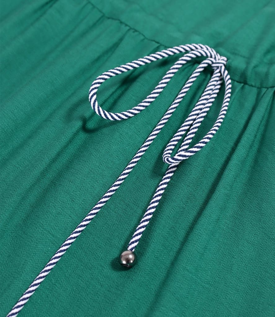 Rochie cu volane din viscoza incretita cu snur in talie