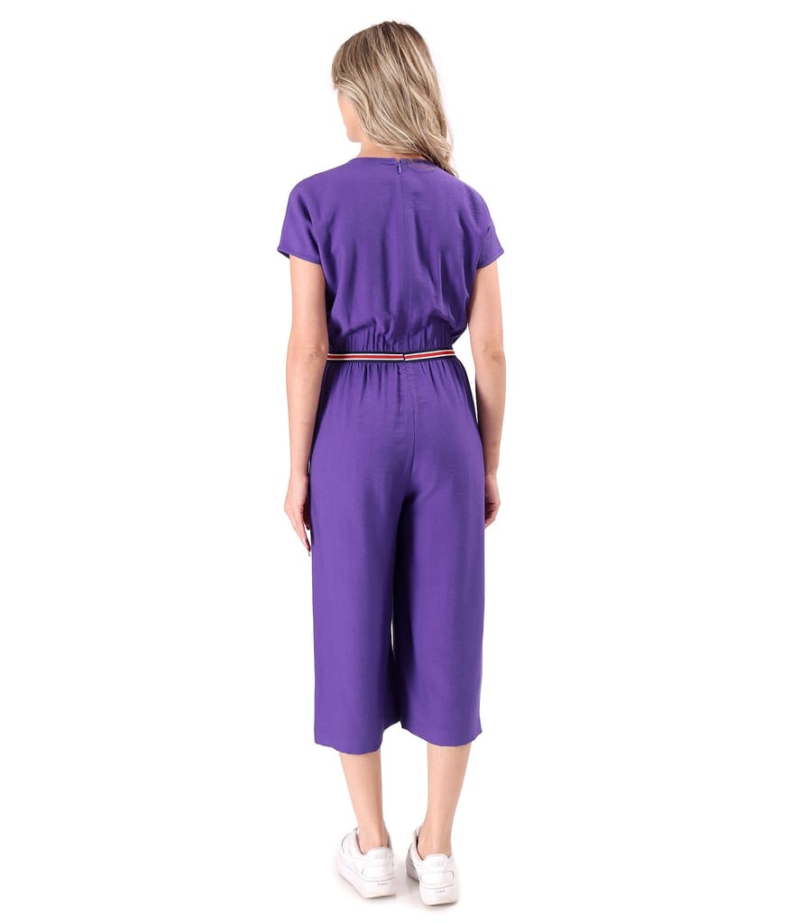 Salopeta midi din viscoza cu buzunare si garnitura elastica