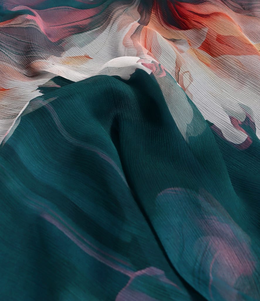 Rochie midi fluture din voal de matase naturala imprimata cu motive florale