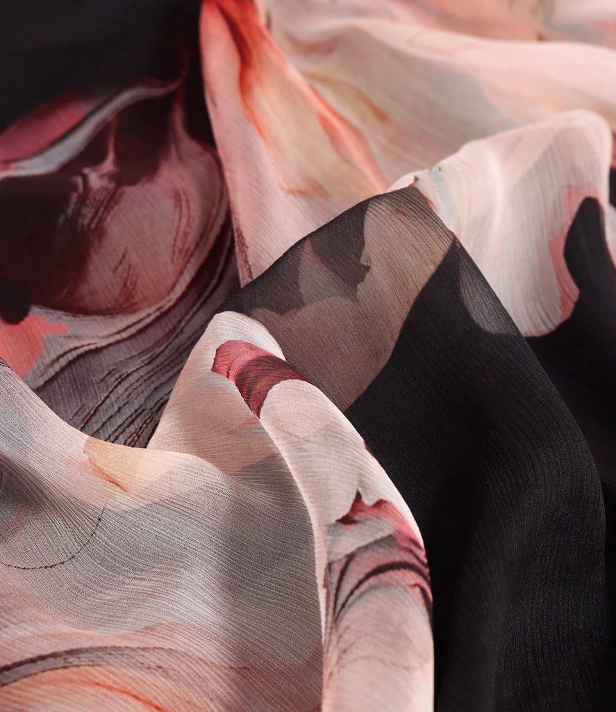 Rochie midi fluture din voal de matase naturala imprimata cu motive florale