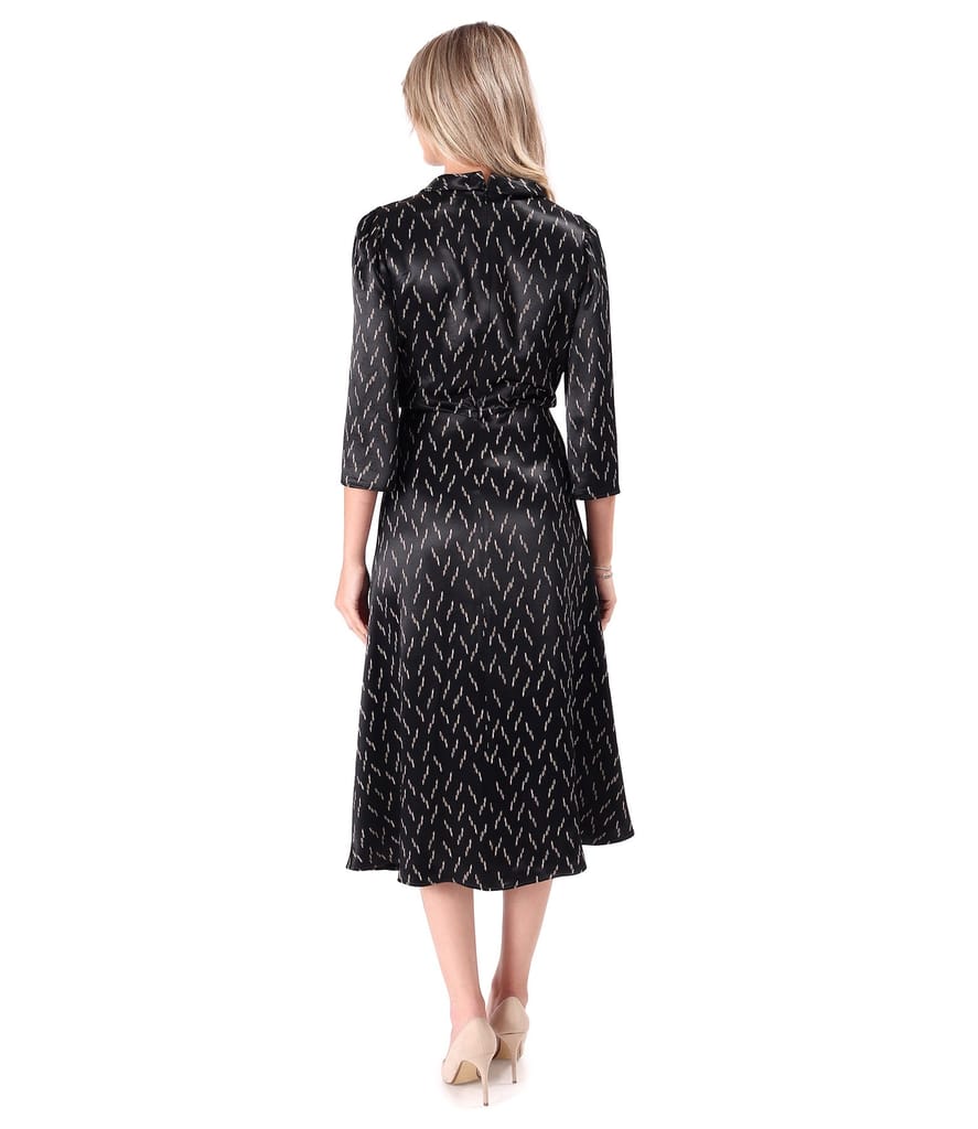 Rochie midi din satin de viscoza imprimata cu motive geometrice
