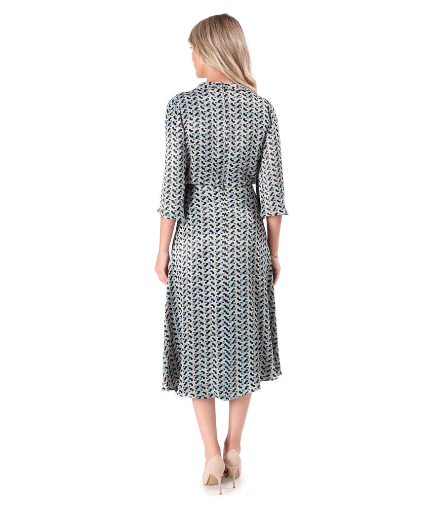 Rochie midi din satin de viscoza imprimata cu motive geometrice