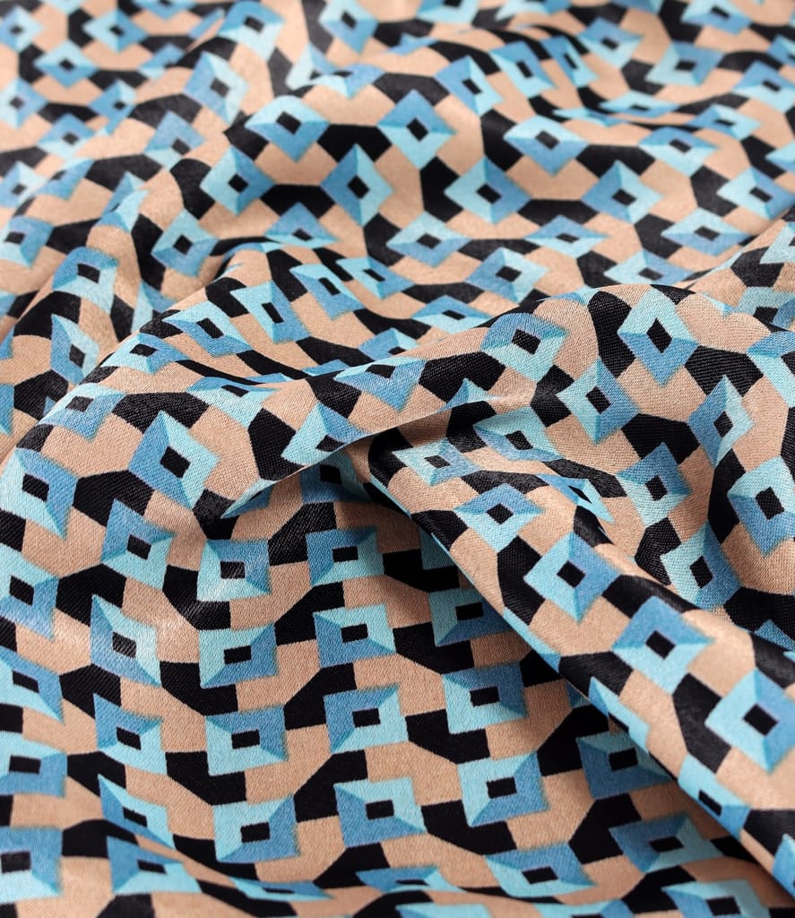 Rochie midi din satin de viscoza imprimata cu motive geometrice