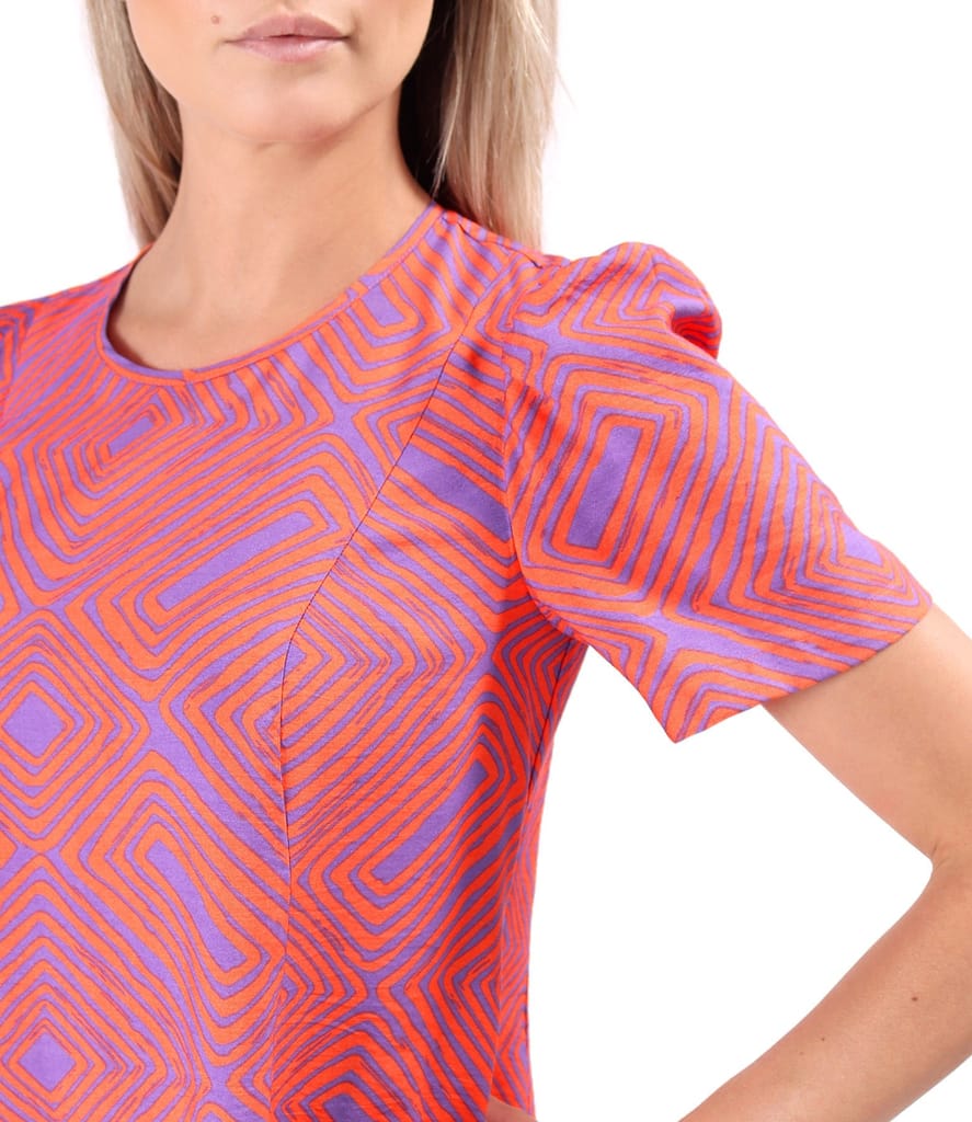 Rochie midi lejera imprimata cu motive geometrice