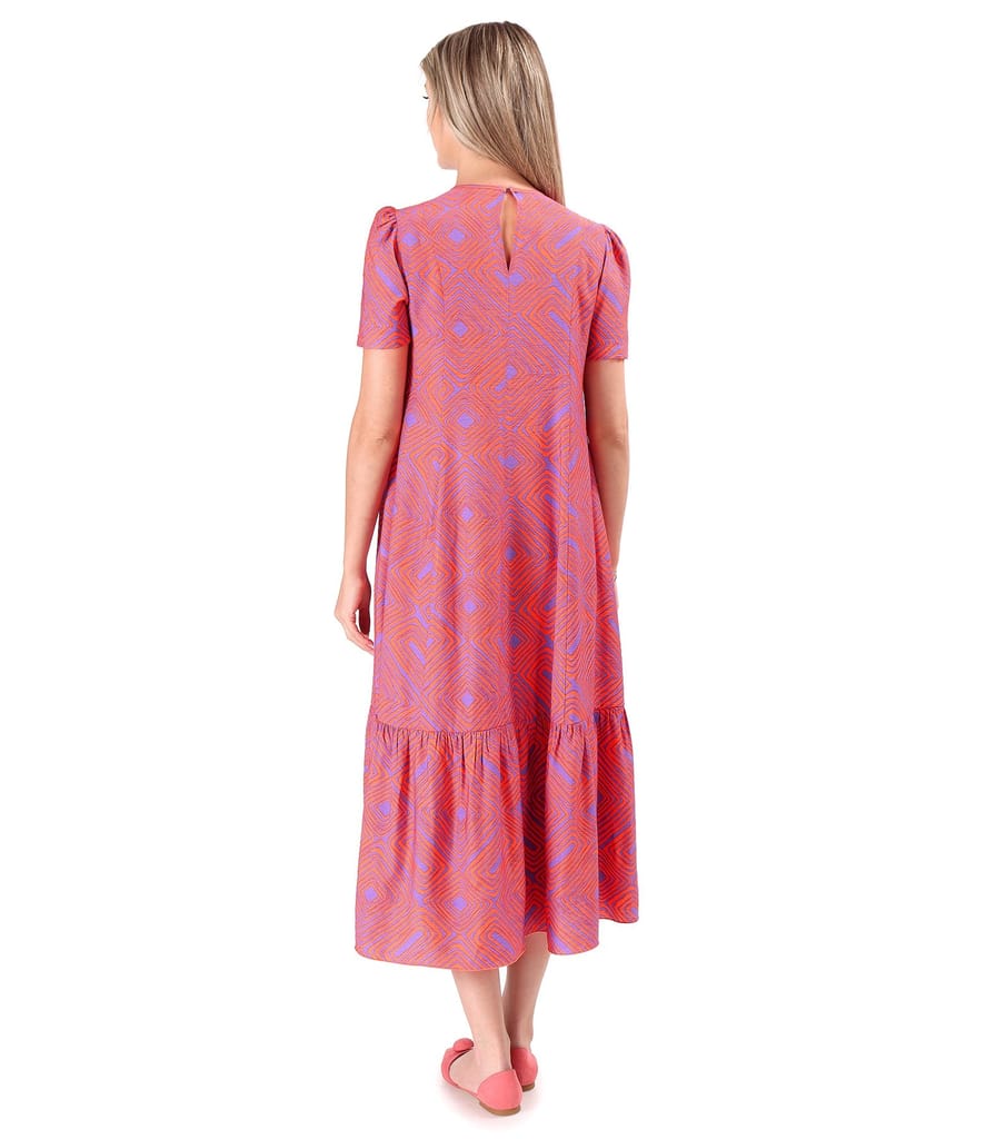 Rochie midi lejera imprimata cu motive geometrice