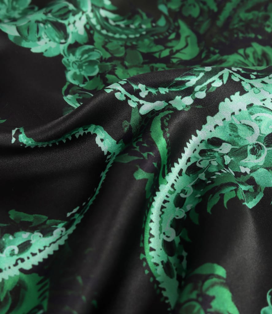 Rochie lunga din matase naturala imprimata cu motive paisley