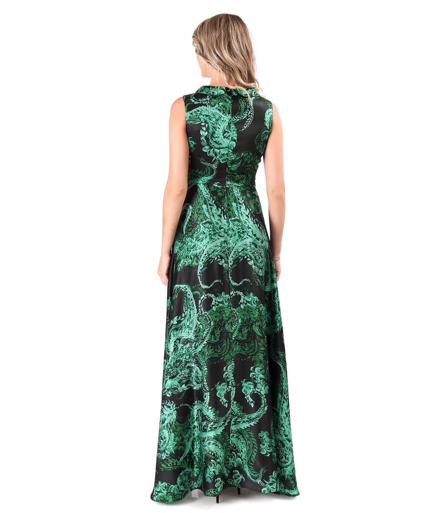 Rochie lunga din matase naturala imprimata cu motive paisley