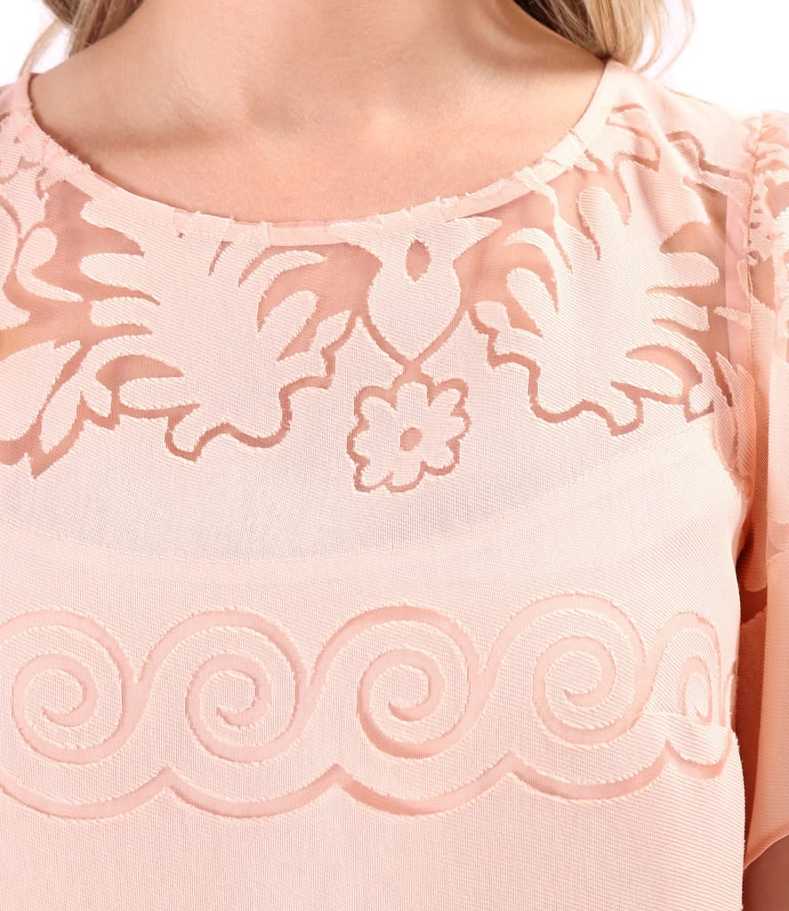 Rochie lejera din organza brocata cu motive de in si viscoza