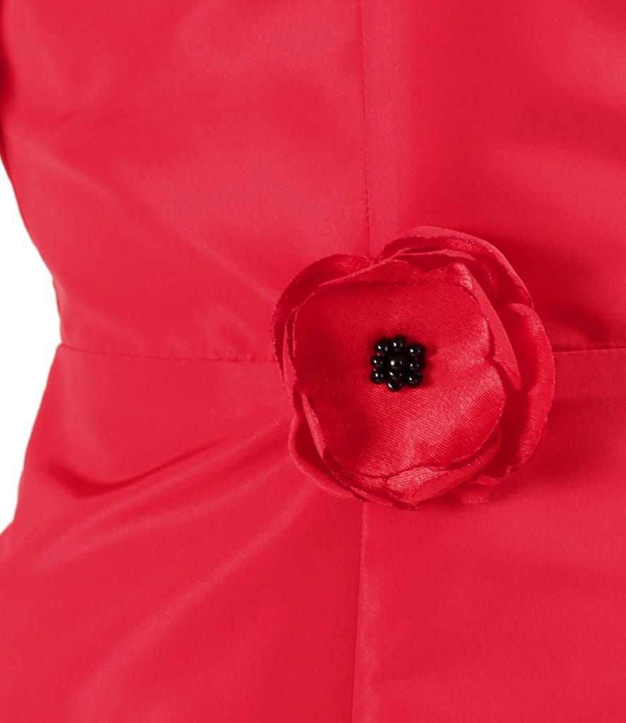 Rochie evazata din tafta cu floare in talie