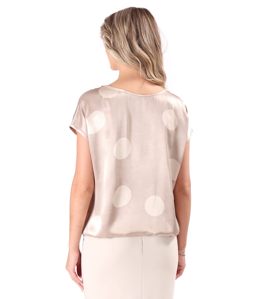 Bluza lejera din viscoza satinata imprimata cu buline