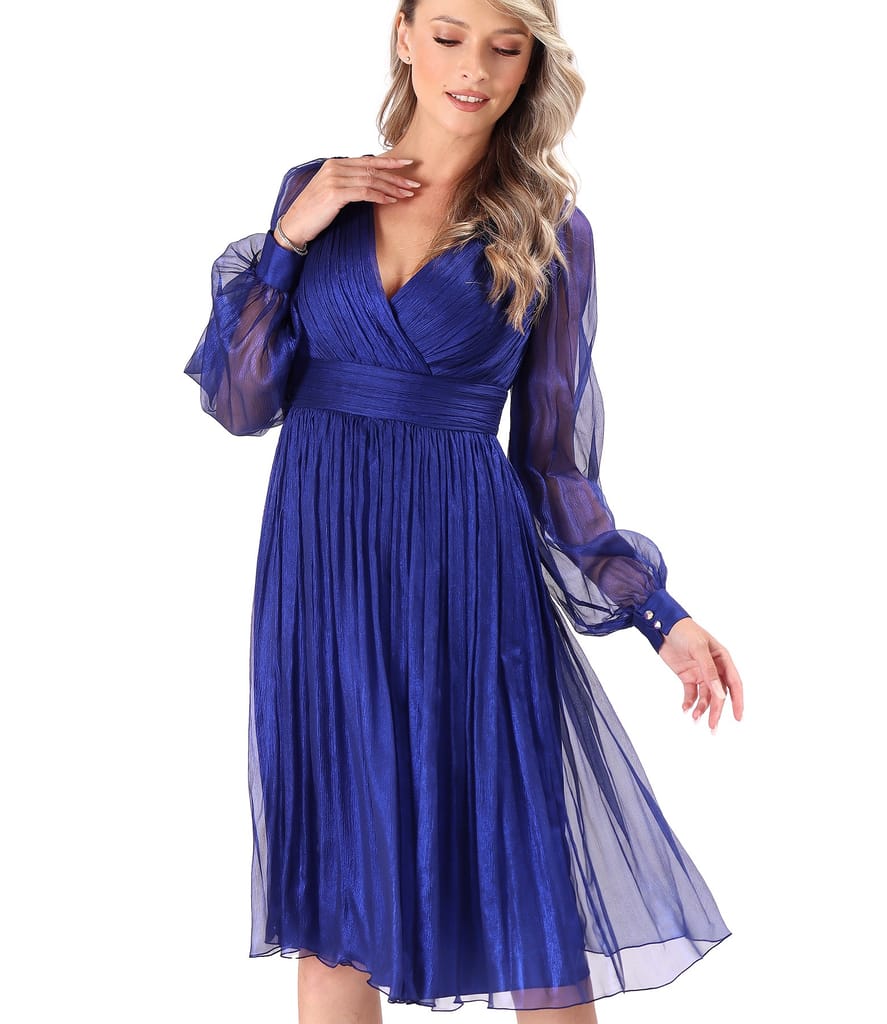 Rochie de seara din voal de matase naturala cu efect lucios