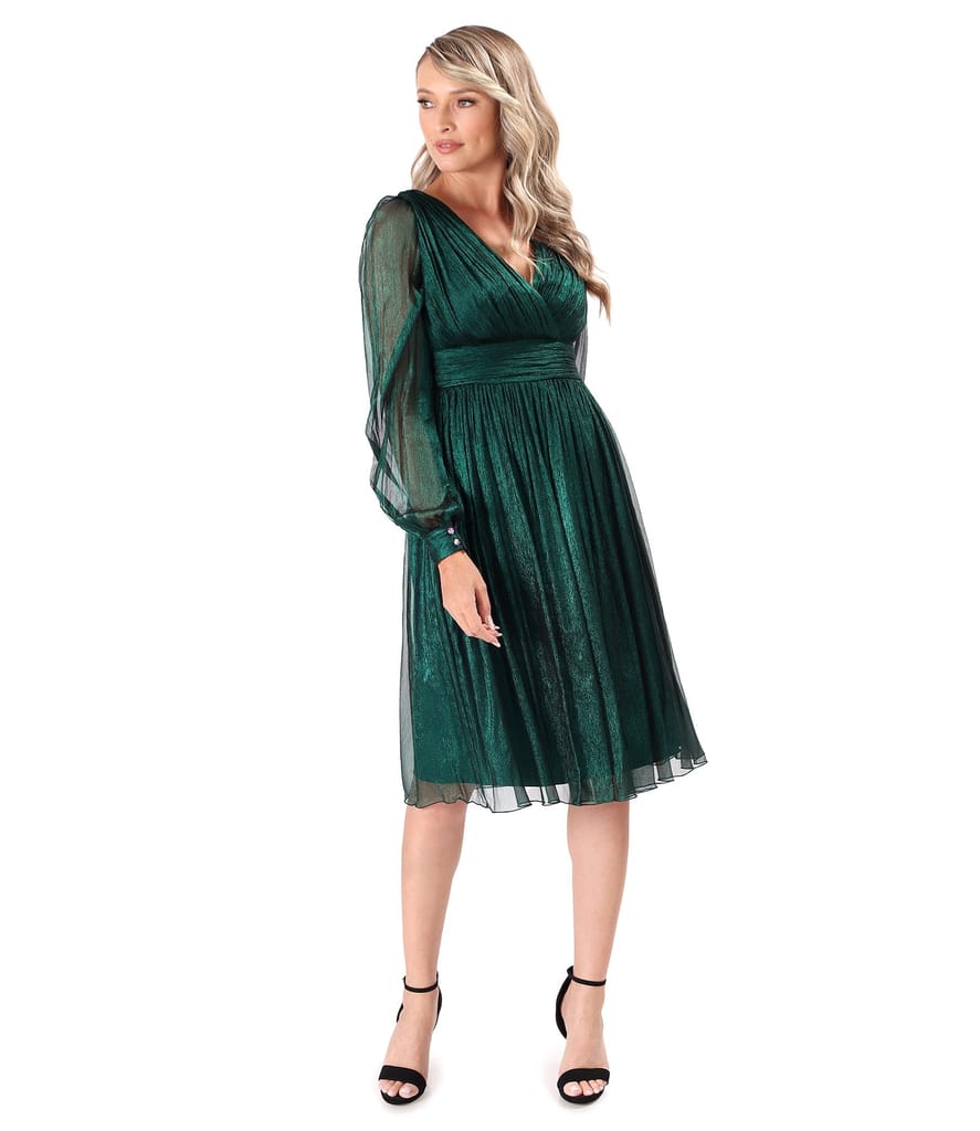 Rochie de seara din voal de matase naturala cu efect lucios