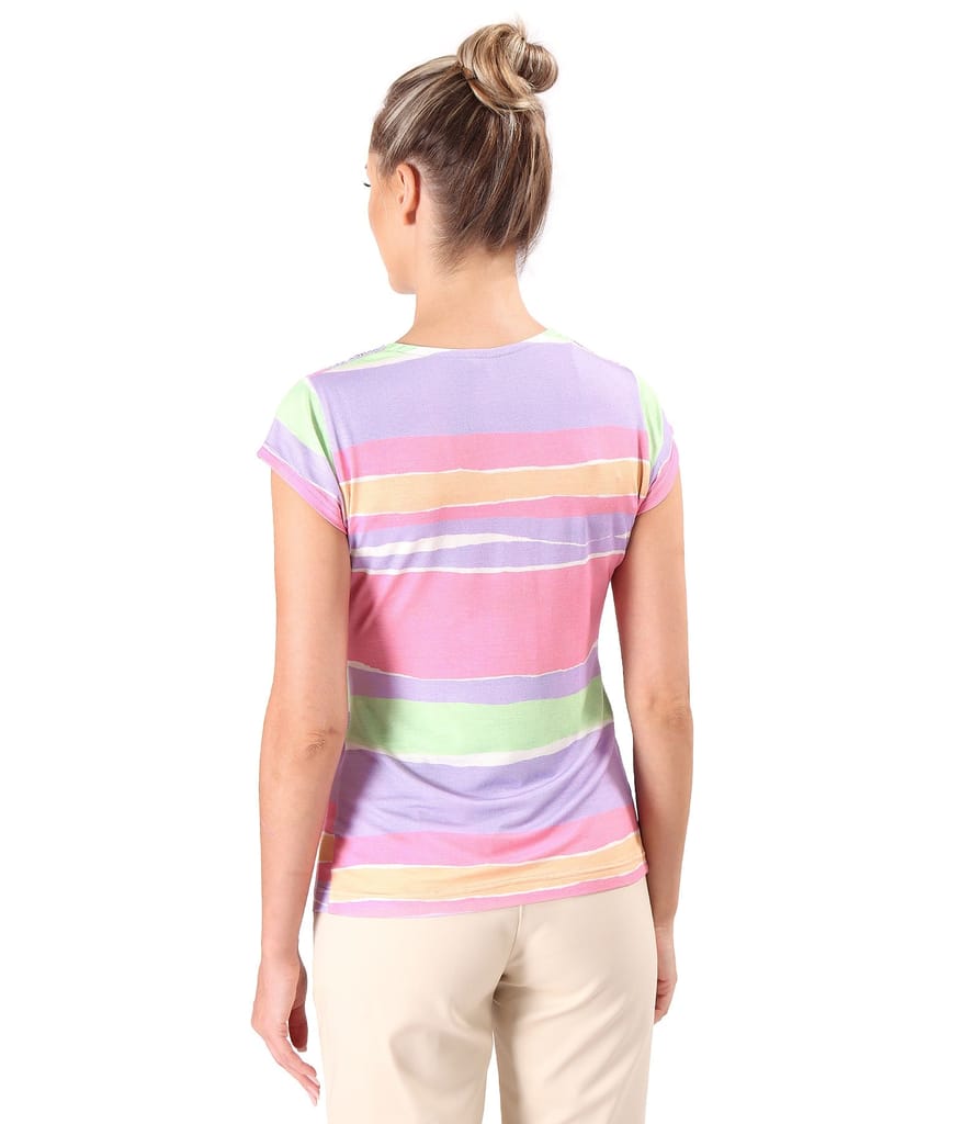 Bluza din jerse elastic imprimat digital cu dungi