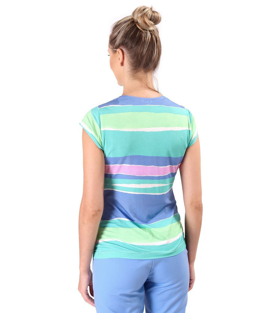 Bluza din jerse elastic imprimat digital cu dungi