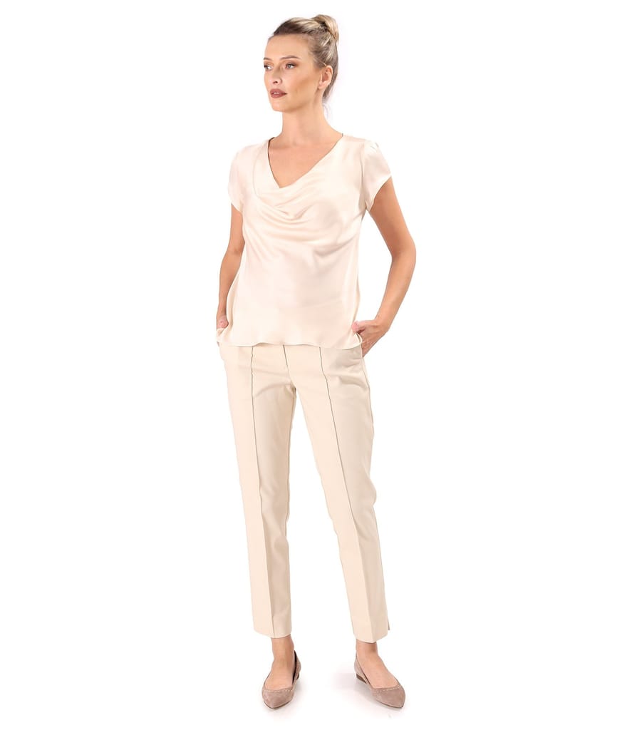 Bluza eleganta pe bie din saten de viscoza