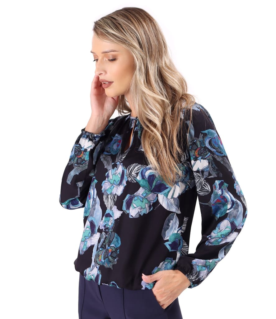 Bluza lejera din viscoza imprimata cu motive florale