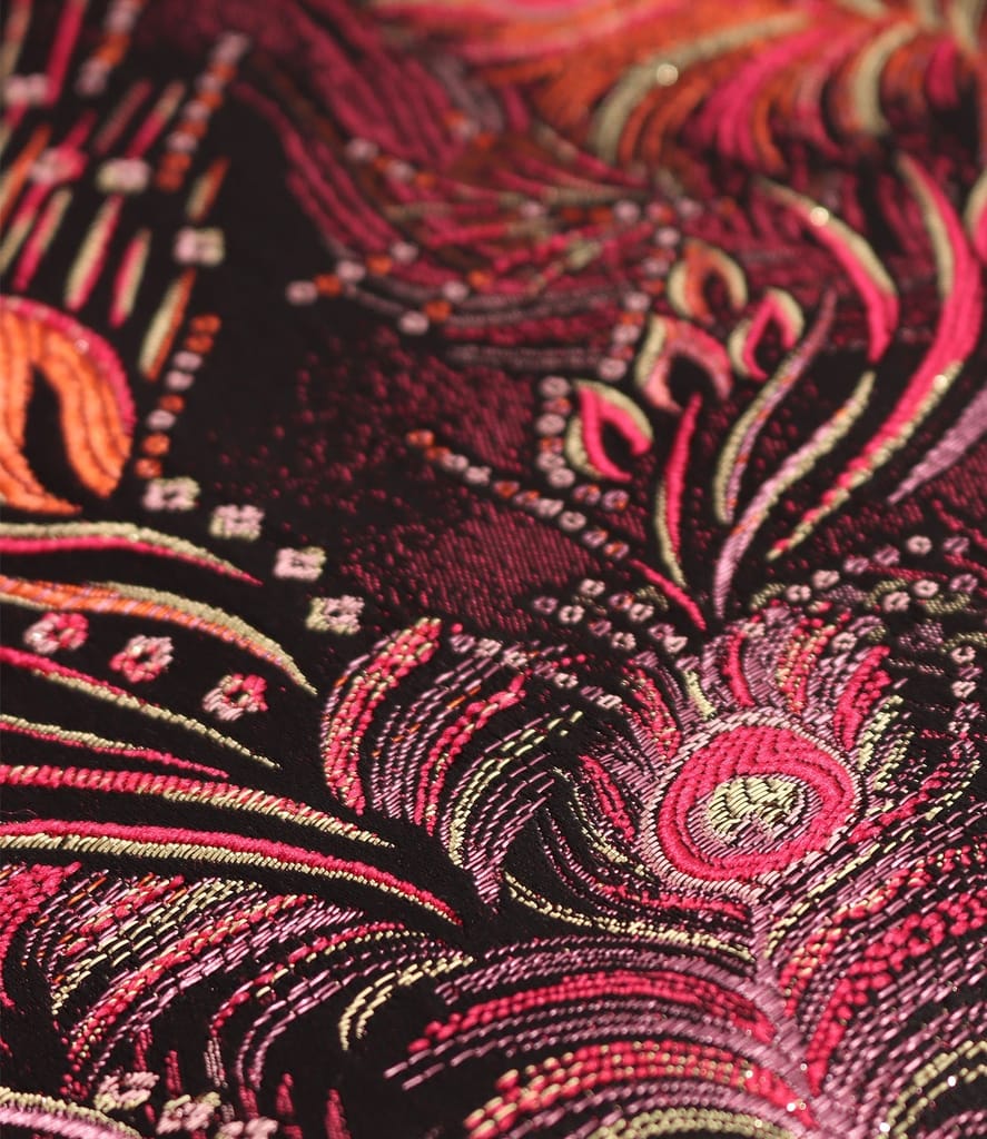 Rochie de seara midi cu bust din brocard cu fir metalic