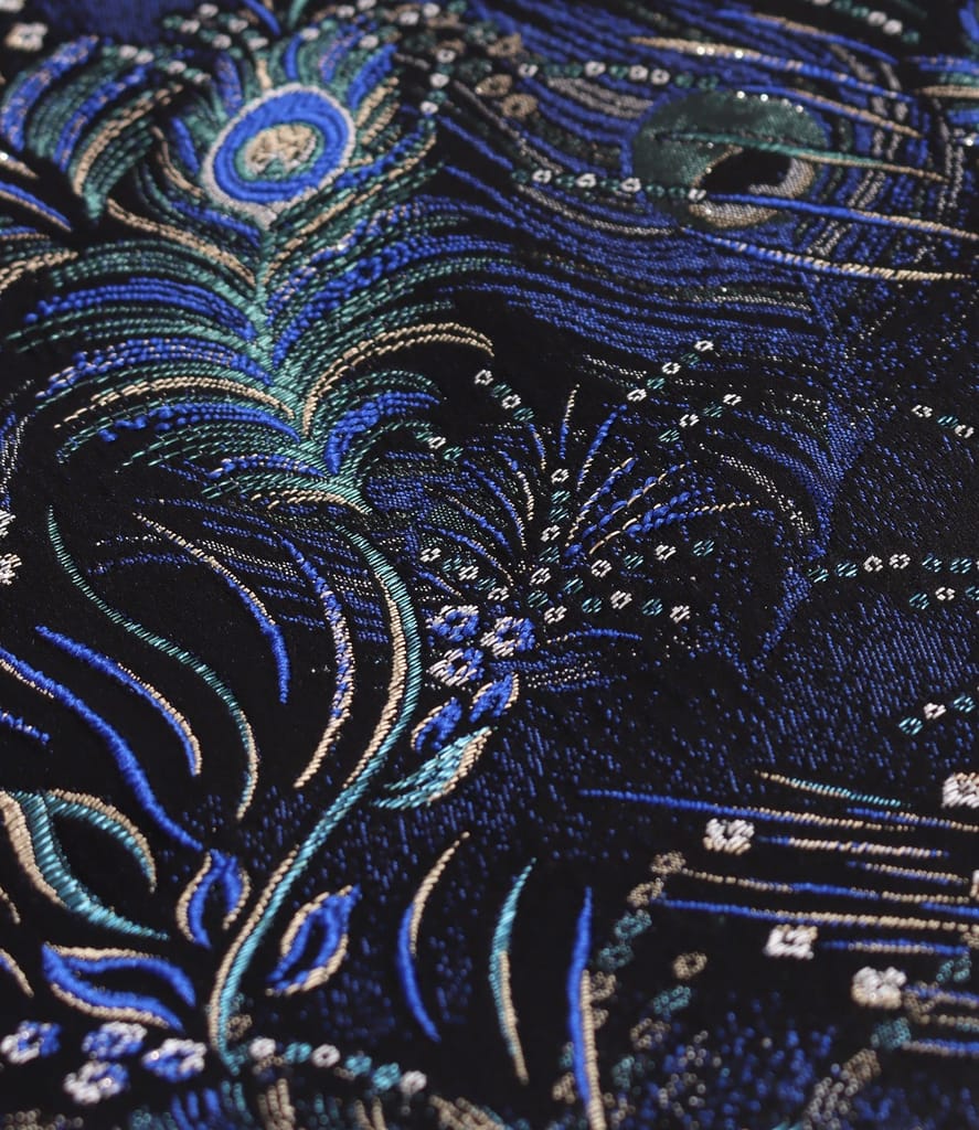 Rochie de seara midi cu bust din brocard cu fir metalic