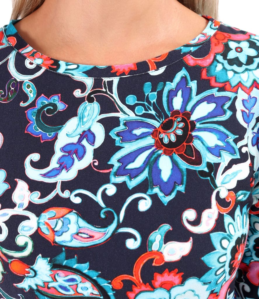 Bluza din jerse elastic imprimat cu motive florale