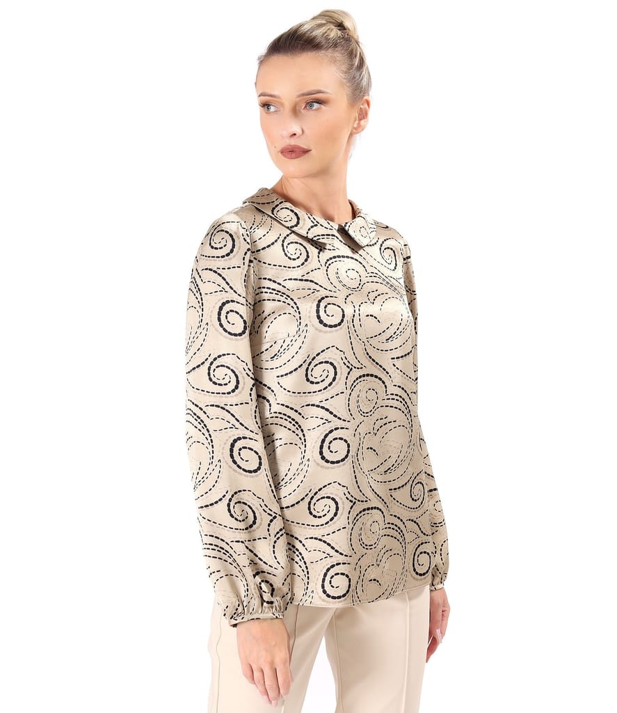 Bluza eleganta din viscoza satinata imprimata