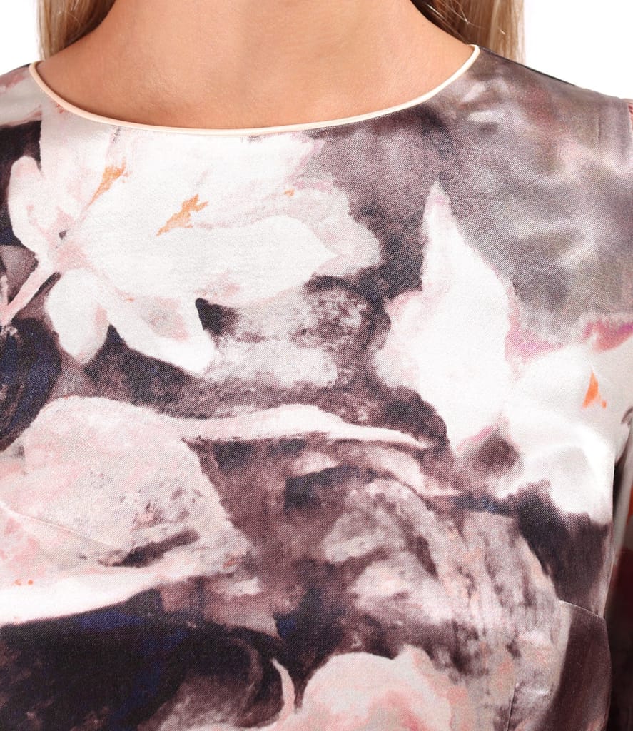 Rochie midi din viscoza satinata imprimata cu motive florale