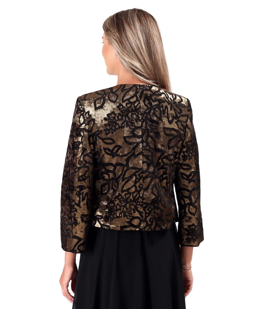 Bolero din catifea elastica imprimata cu motive aurii