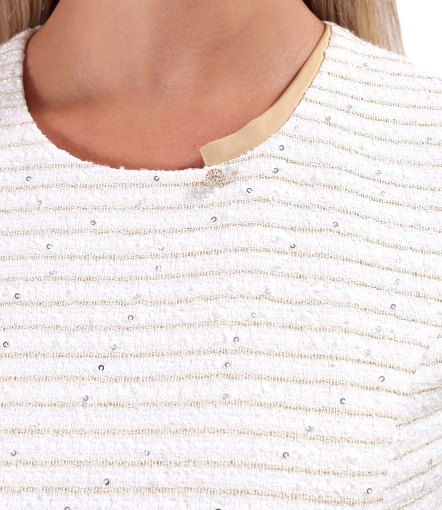 Rochie eleganta din bucle cu fir metalic auriu