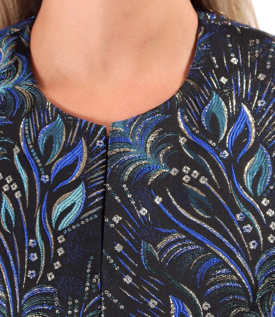 Sacou de ocazie din brocard cu fir metalic si motive florale