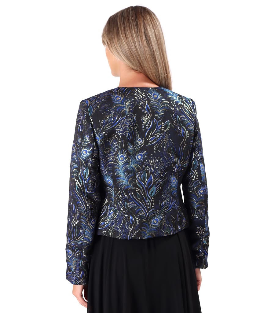 Sacou de ocazie din brocard cu fir metalic si motive florale