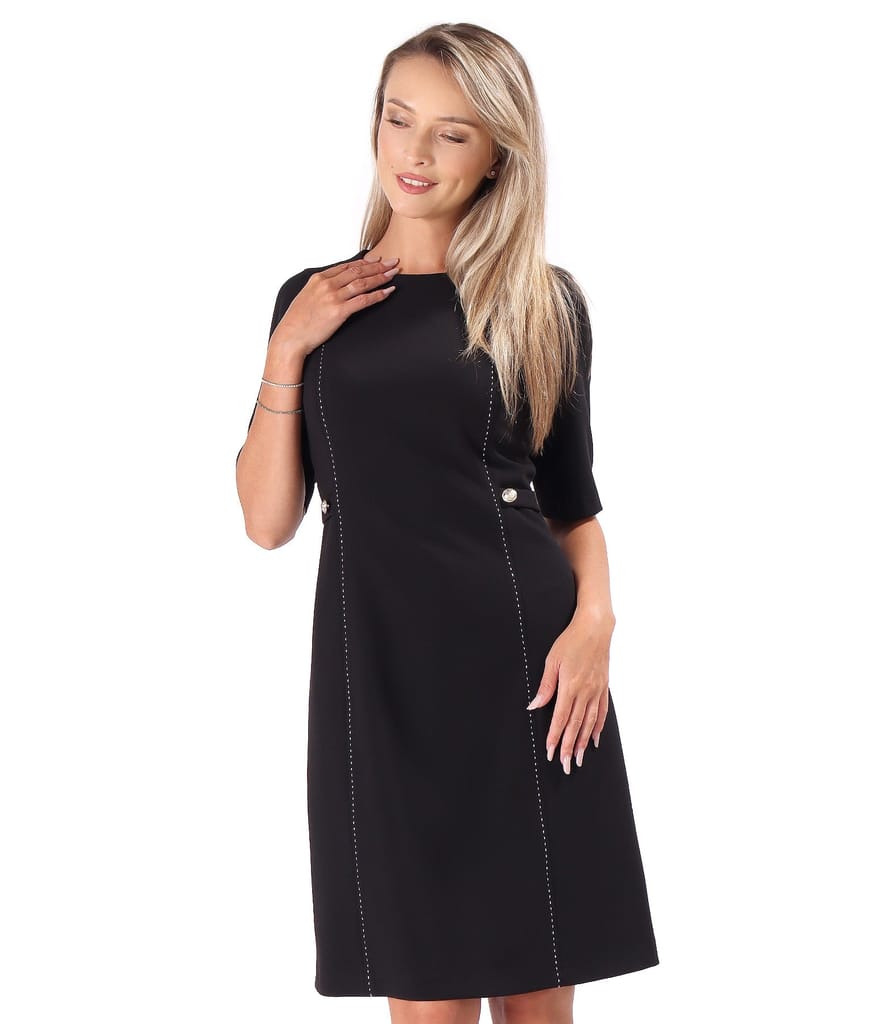 Rochie office evazata cu maneci scurte