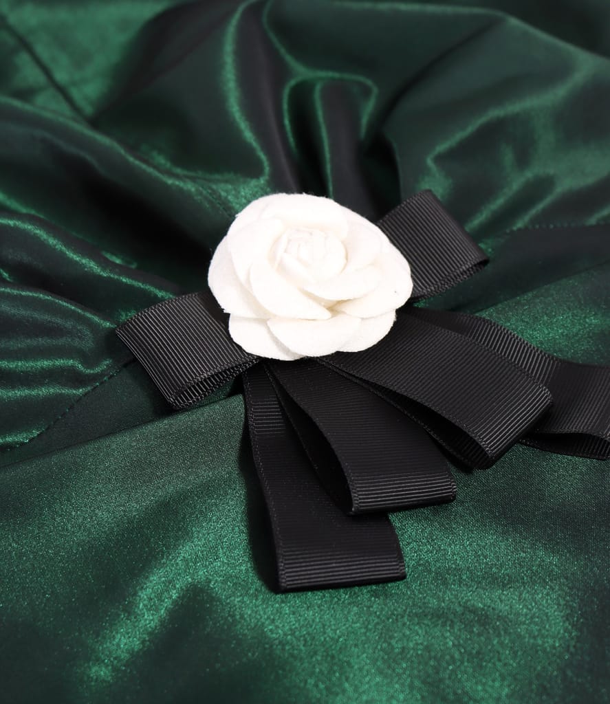 Rochie eleganta din tafta cu brosa detasabila in talie