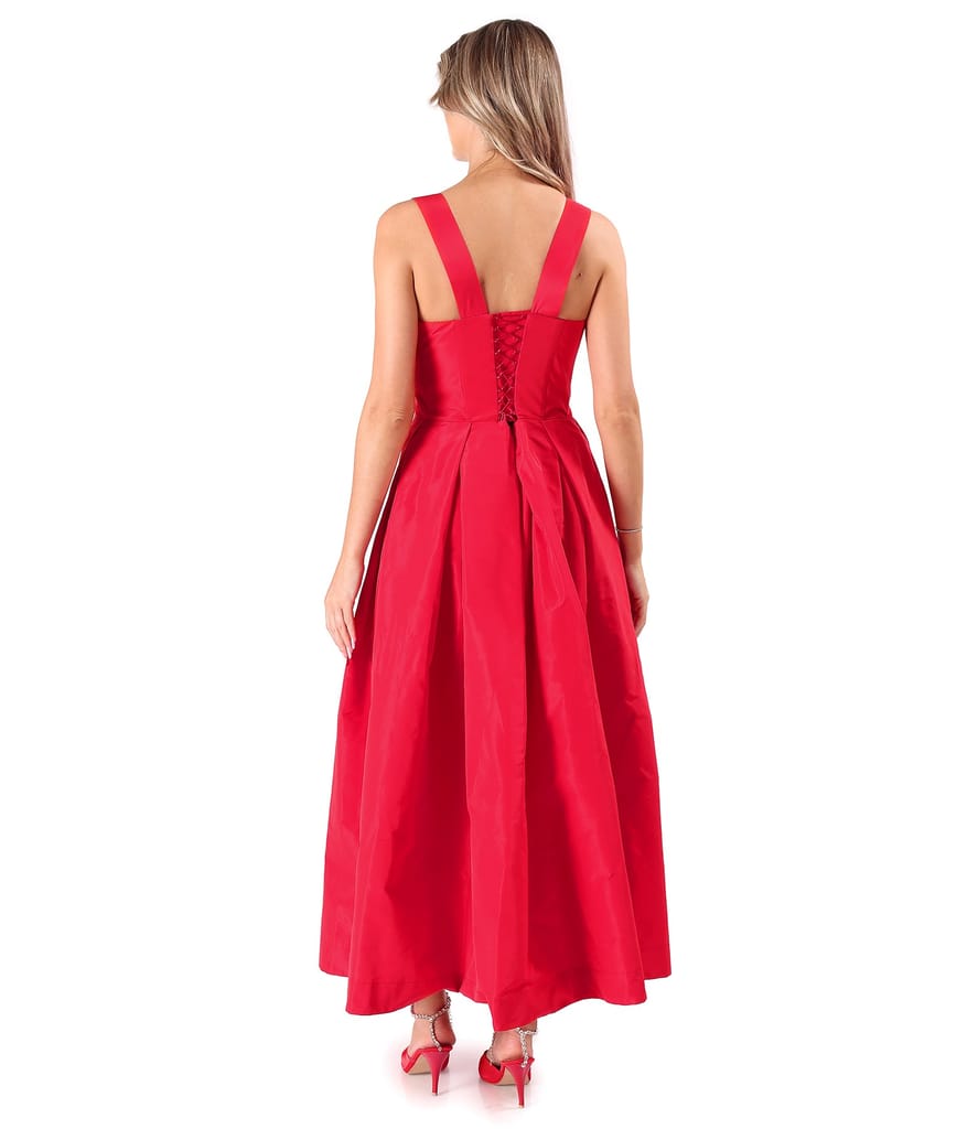 Rochie evazata din tafta cu corset cu bretele