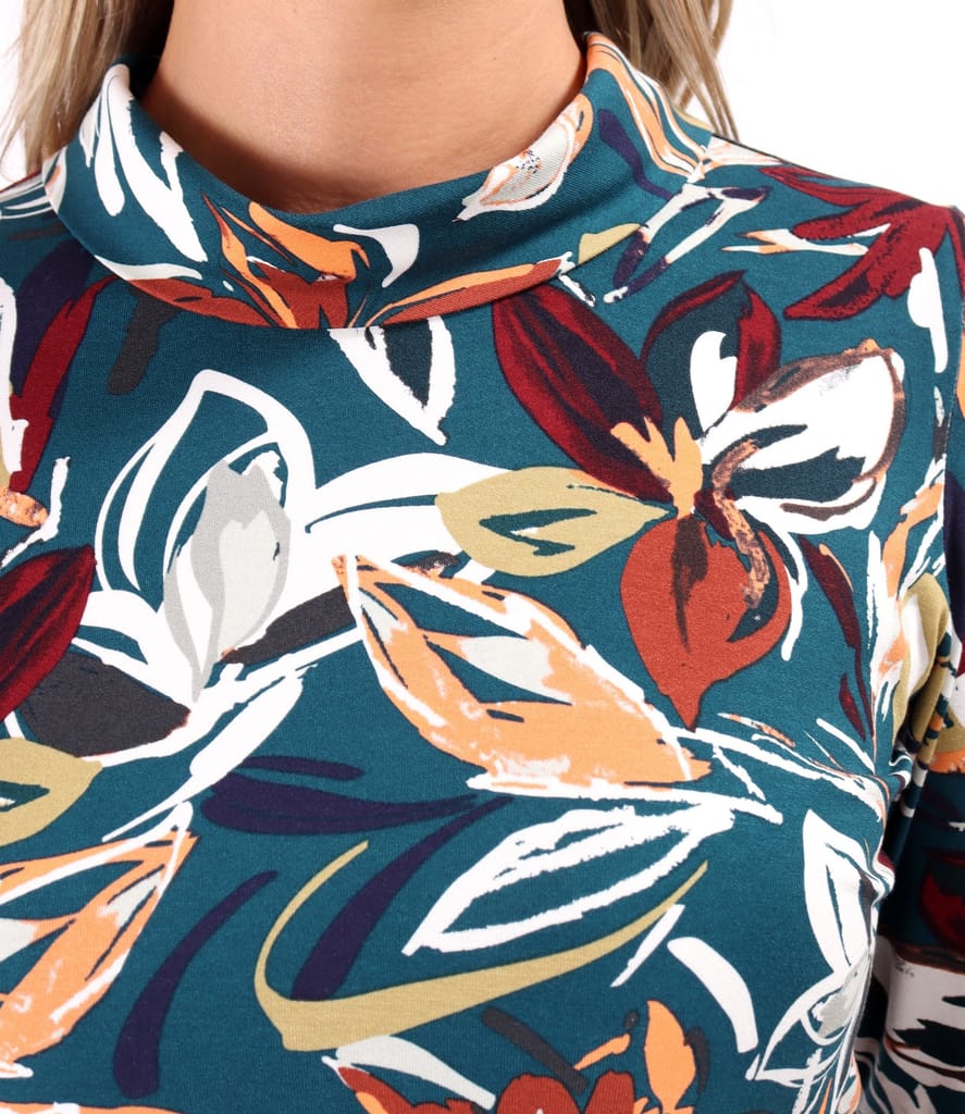 Bluza eleganta din jerse elastic imprimat cu motive florale