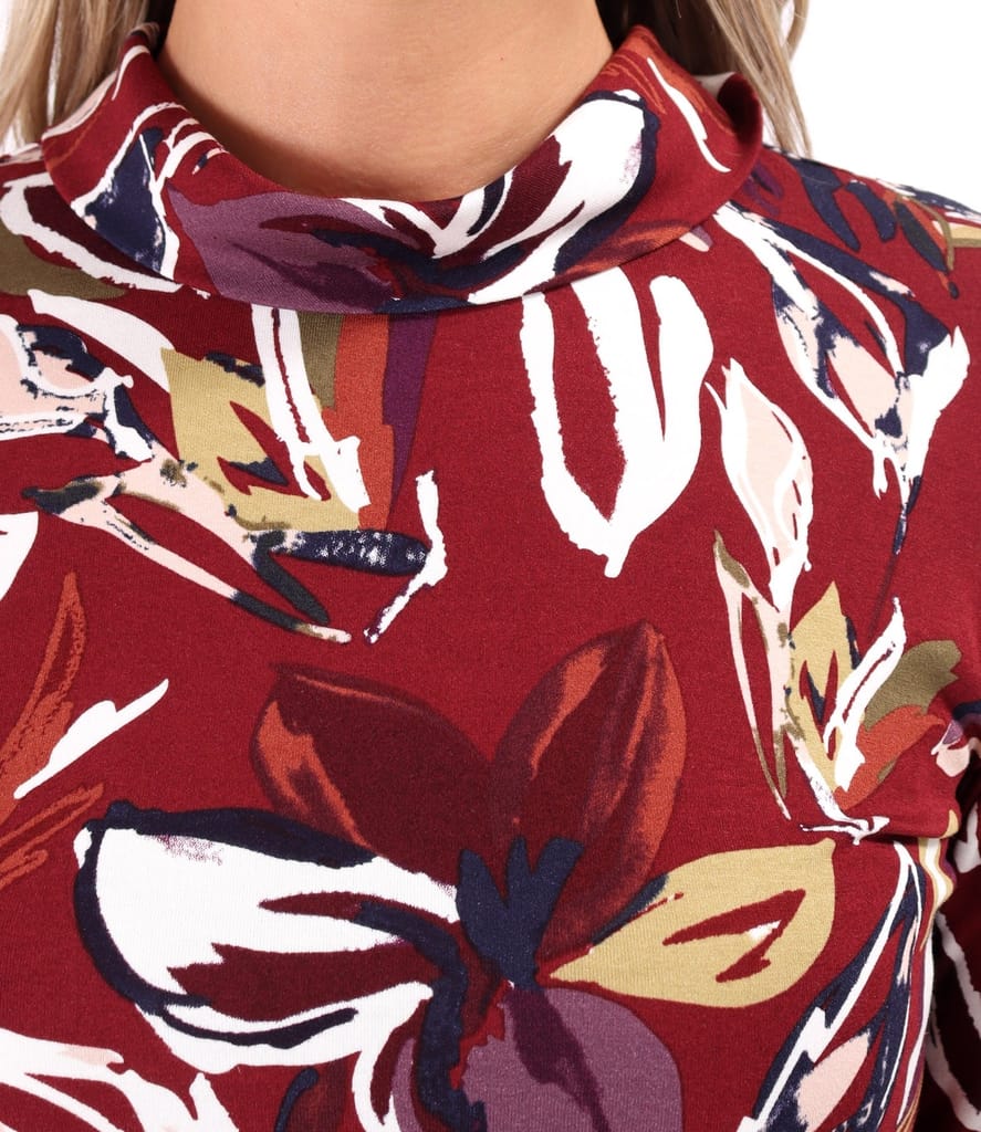 Bluza eleganta din jerse elastic imprimat cu motive florale