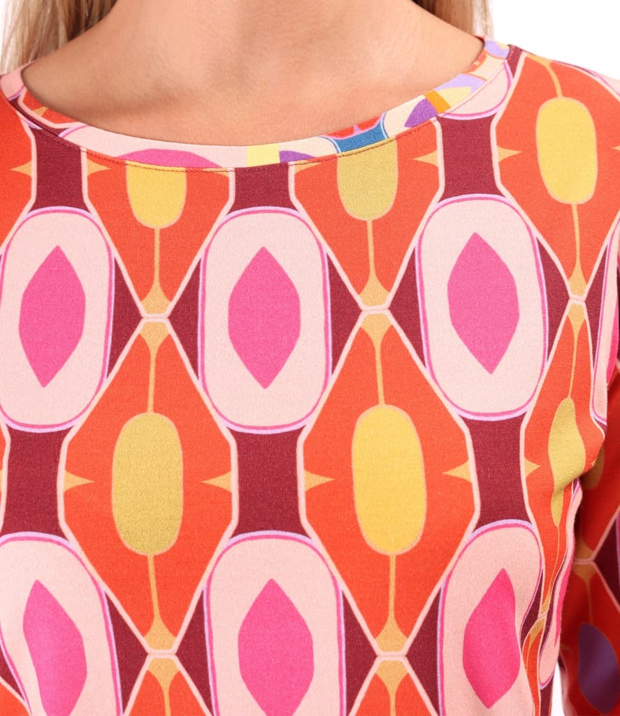 Bluza din jerse elastic imprimat cu motive geometrice