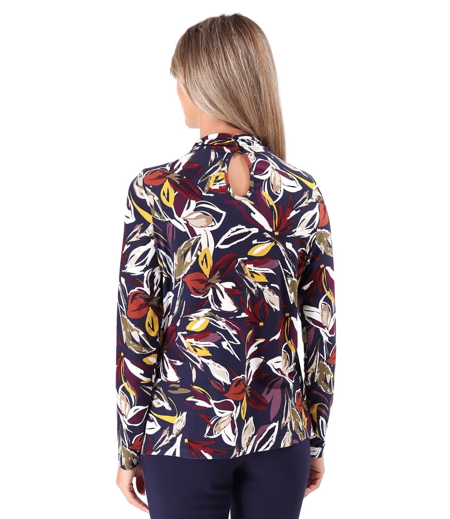 Bluza din jerse elastic cu falduri la decolteu