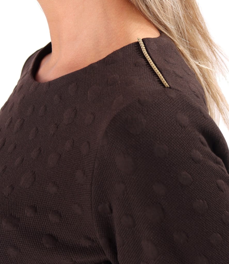 Rochie eleganta din jerse elastic gros cu buline tesute in relief