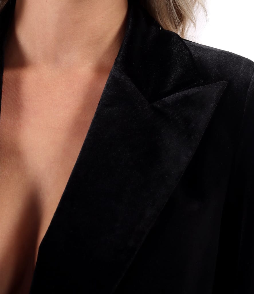 Sacou office din catifea elastica neagra