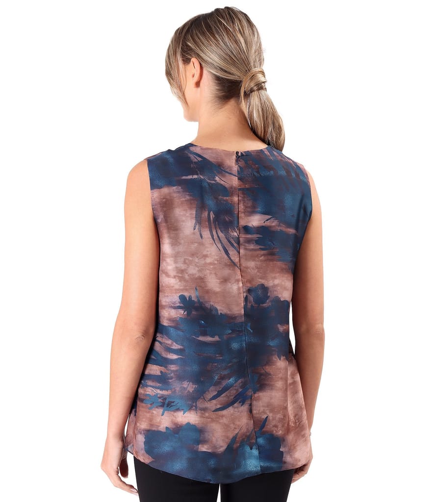 Bluza lejera fara maneci din voal imprimat