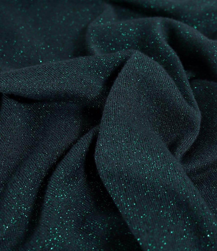 Bluza din jerse elastic cu fir metalic si cu decolteu in falduri